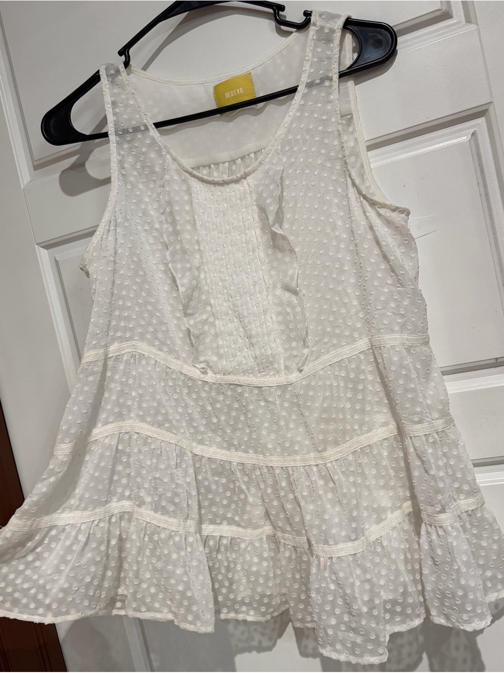 Maeve White Swiss Dot Tiered Tank Skirt